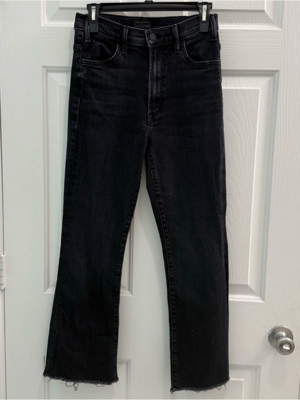 Mother Women's Size 28 The Hustler Ankle Fray Encounters At Night Black Jeans
